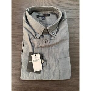 John Varvatos Shirt Men's Medium Gray Roll Up Sleeve Button Up Cotton NWT